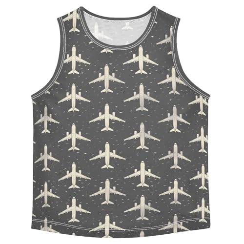 Plane Vintage Pattern Boys Tank Top Sleeveless Quick Dry Athletic T-Shirts 3-10T - Main Image