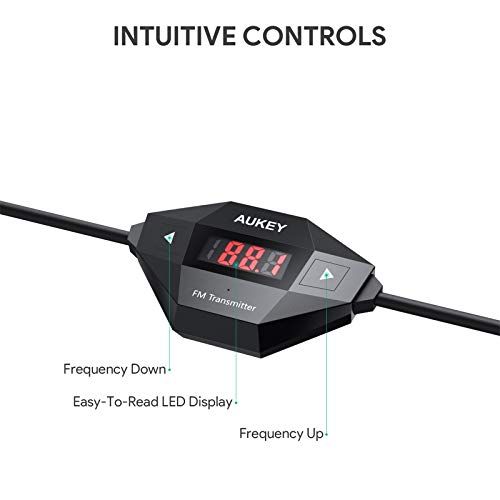 AUKEY FM Transmitter, Radio Adapter Car Kit with USB Car Charger, Compatible with Smartphones