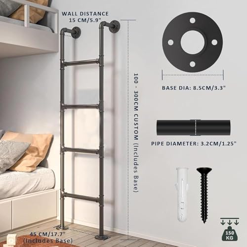Échelle d'escalade murale en fer 140 cm compacte et robuste réglable
