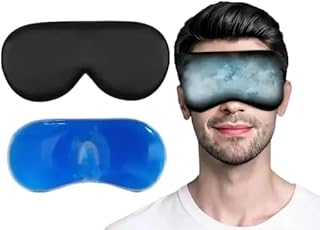 Sleep Mask Set with Cooling Gel Insert, Black and Blue, Adjustable Eye Cover for Rest-picture-41