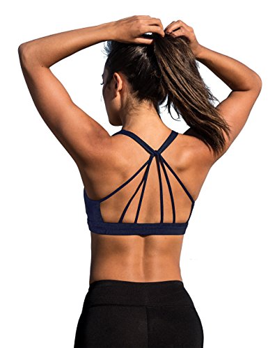 Image of icyzone Women's Padded Strappy Workout Running Sports Bras Medium Impact