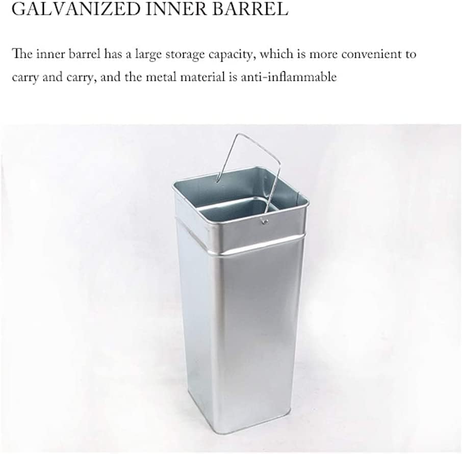 Miniatura 5 de Botes de basura, cubo de basura cuadrado de gran capacidad con cenicero hueco medio abierto, cesta de basura de acero inoxidable cepillado