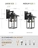 Outdoor Light Fixture, HWH Large Outdoor Wall Lantern, 1-Light Exterior Wall Mount Light with Seeded Glass, Matte Black Finish, 15" Height, HX1B BK (Large) #4