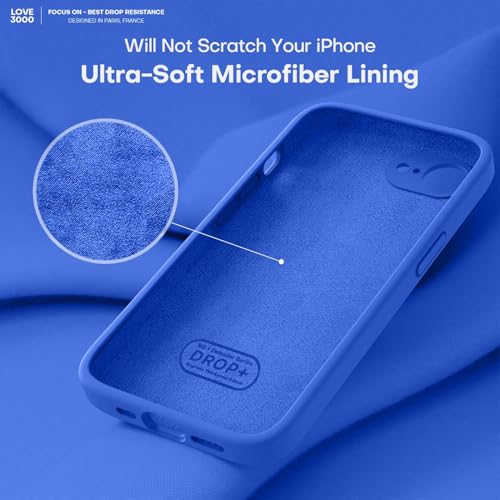 Image of LOVE 3000 Designed for iPhone 16e /17e Case, Premium Silicone with [Soft Anti-Scratch Microfiber Lining] Shockproof Protective Phone Case for Men Women Girls 6.1 inch, Klein Blue