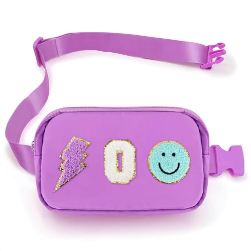 Image of PainZieteg Fanny Pack for Girls Chenille Letter Belt Bag Crossbody for Kids | Preppy Nylon, Waterproof, Gold-Plated Zipper, Adjustable Strap, Birthday Christmas Easter Gifts for 4-13 Year Old Teen Girls