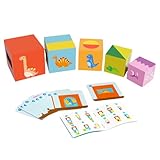 Bauklötze | Lehrreiches Spielzeug zur Farben-Zuordnung | Mit Karten Farben Zuordnen Holz...