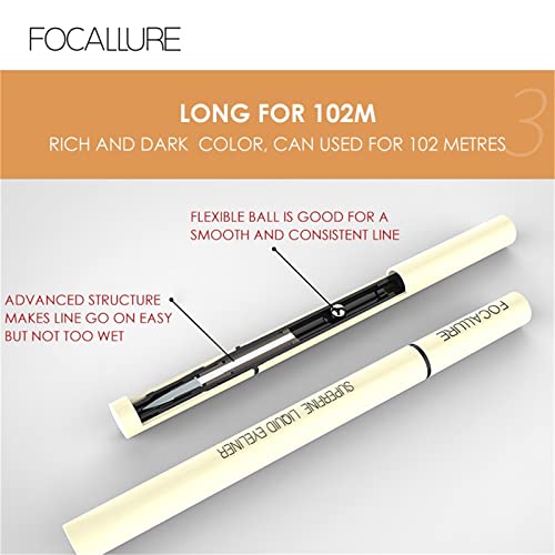 Focallure Superfine Black Liquid Eyeliner Pencil,Smooth Touch & Quick Dry Eye Liner Pen,Long Lasting Waterproof Eyeliner Makeup #TOP4
