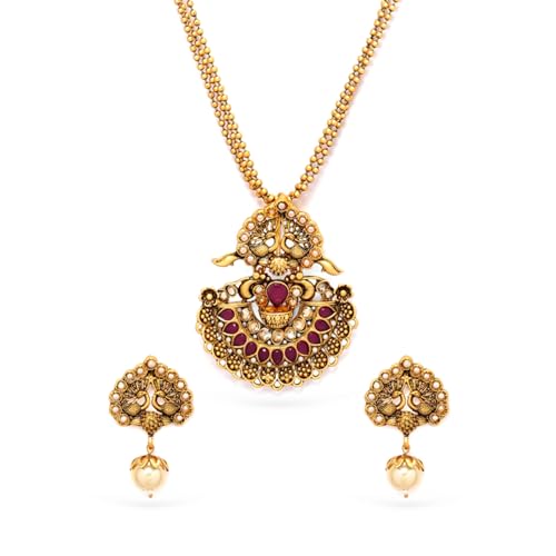 Image of Rubans Gold Plated Necklace Set Traditional Festive Jewellery for Women & Girls
