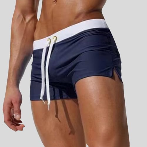 Mens Swim Trunks Swimming Briefs Beach Shorts Square Leg Swimsuit Drawstring Swimwear Stretch Colorblock Swim Shorts2