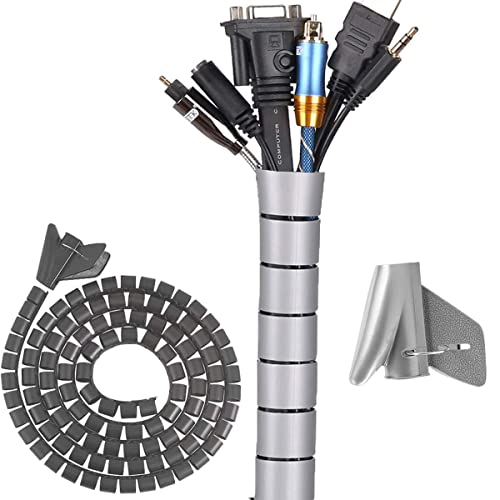 Système de Gestion des Câbles, 22mm*3M de Spirale Cache Cable Serre Câbles, Bricolage Protecteur de Câble Flexible pour Le Bureau à Domicile PC TV Organisateur de Fil(∅0.87')