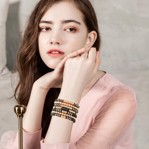 image for GOOJIDS Surfer Heishi Clay Bead Bracelets for Women Bohemian Stackable