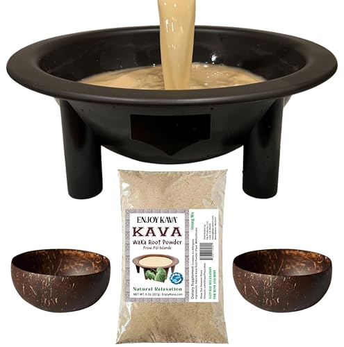 FIJIAN MADE Enjoy Kava Combo - Traditional Kava Bowl, 4.5