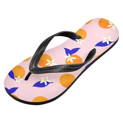 Burbuja Orange on Pink Flip Flops for Women Men, Soft Thong Sandals Rubber Slippers for Pool Beach Essentials2