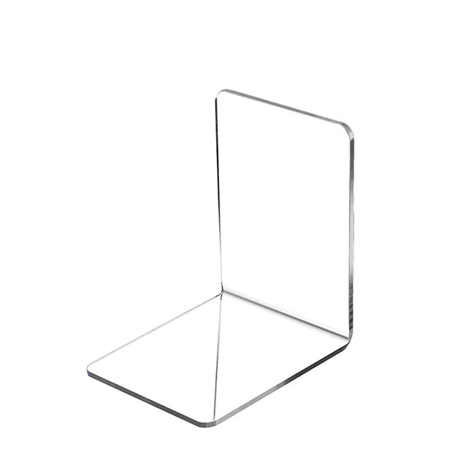 Desktop Bookends 2pcs L shaped Book Stand Simple Transparent Bezel Student Acrylic Desktop Fixed Desk Organizer Bookends for Book Storage