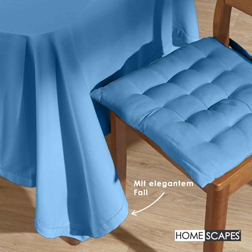 Homescapes Blaue Tischdecke mit Hohlsaum aus 100% Baumwolle 137x137 cm, Tischtuch quadratisch, waschbar & pflegeleicht – Ansicht 6