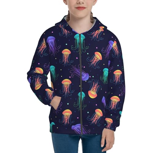 Sea Jellyfish Kid Hoodies Boys Zip Up Sweatshirts Girls Pullover with Pocket3