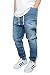 URBANJ MEN'S INDIGO DROP CROTCH DENIM JOGGER PANTS