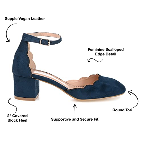 Journee Collection Women's Edna Round Toe Low Block Heel Pumps - Navy - 92
