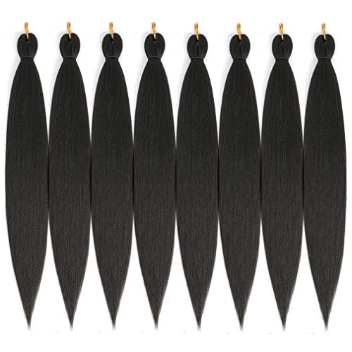 Prestretched Braiding Hair Professional Pre-stretched Itch Free Synthetic Fibers 24 Inch 8Packs Easy Braid Soft Yaki Texture Synthetic Pre Stretched Braids Hair Extensions Hot Water Setting #2