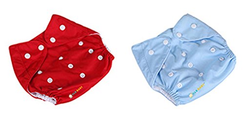 Image of Cloth Diaper Reusable Nappy Anti Bacterial Washable Free Size Adjustable Waterproof Covered with Bamboo Charcoal Cloth Insert Pack of 2