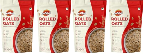 Image of Zerobeli Rolled Oats 1kg (Pack of 4) | 100% Natural & Wholegrain | High Protein & Fiber | Heart Healthy Breakfast Cereal | No Added Sugar | Ideal for Weight Management, Smoothies, Overnight Oats & Baking Recipes