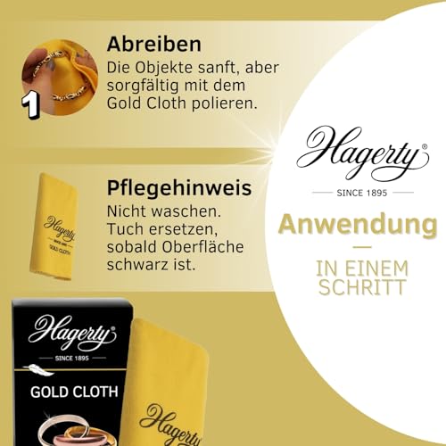 Hagerty Gold Cloth Goldputztuch 36 x 30 cm I Imprägniertes Gold Reinigung Schmucktuch aus Baumwolle für erneuerten Glanz I Effizientes Schmuck Poliertuch für Gelbgold Rotgold Rosegold Weißgold