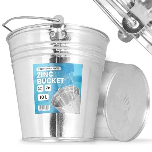 Eimer 10L Metalleimer Wassereimer Zinkeimer Blecheimer Verzinkt Baueimer Garteneimer Zink Stahl Blech Garten Robuster Bauarbeiten Putzeimer Qualität Baugewerbe