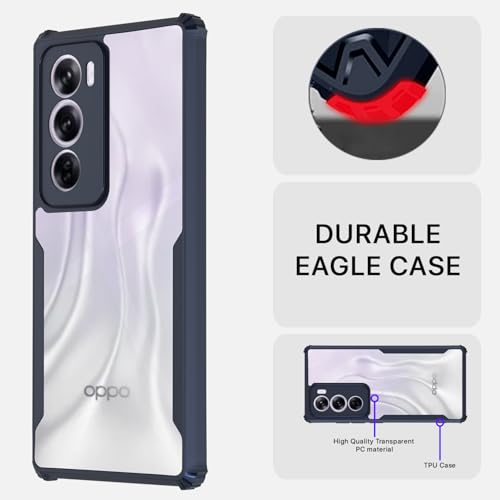 Image of Pikkme Crystal Clear Transparent Back | Ultra Hyrbid | Full Camera Protection | Raised Edge | Bumper Back Case for Oppo Reno 12 5G (Blue)