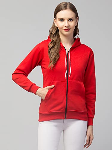 Image of Women's Solid Casual Zipper Cotton Relaxed Fit Sweatshirt for Winter