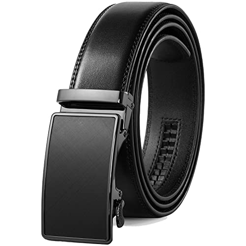 Image of Founders & C Men's Ratchet Belt 1 3 /8 inch,Leather Dress Belt Adjustable with Click Sliding Buckle Trim to Exact Fit
