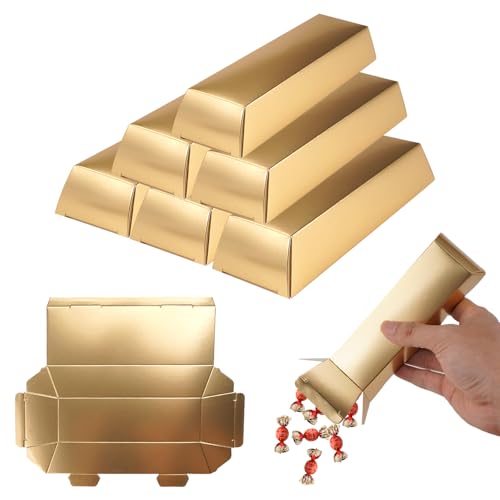 20 Piezas Lingote de Oro,14,5 x 5 x 3 cm Monedas Chocolate,Cajas de Caramelos de Lingotes de Oro,Bolsas Chuches Monedas Chocolate,Caja de Caramelos Cumpleaños para Bodas,Fiestas,Cumpleaños y Navidad
