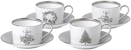 Wedgwood Juego de 4 tazas de té y platillo, color blanco