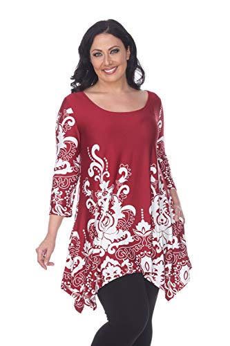 White Mark Ps1301-06-3Xl Womens Plus Size Yanette Tunic Top44; Burgundy & White - 3Xl #TOP3