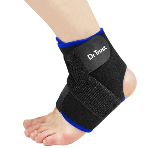 Image of Dr Trust USA 332 Ankle Binder Orthopaedic Support Elastic Wrap Compression Strap for Foot Fracture, Broken Ankle & Injury Pain Relief, Black, Universal, 1 Unit