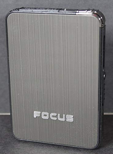 Image of MEESA Focus Ultra Thin Plastic, Stainless Steel Cigarette Case with Inbuilt Cigarette Lighter