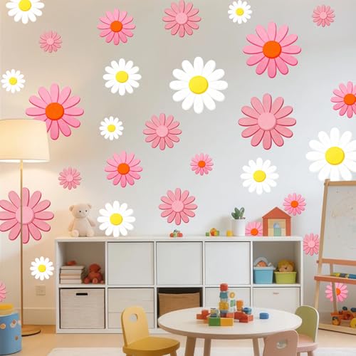 Vinilos Decorativos Flor Margarita Rosa para Pared miniatura 3