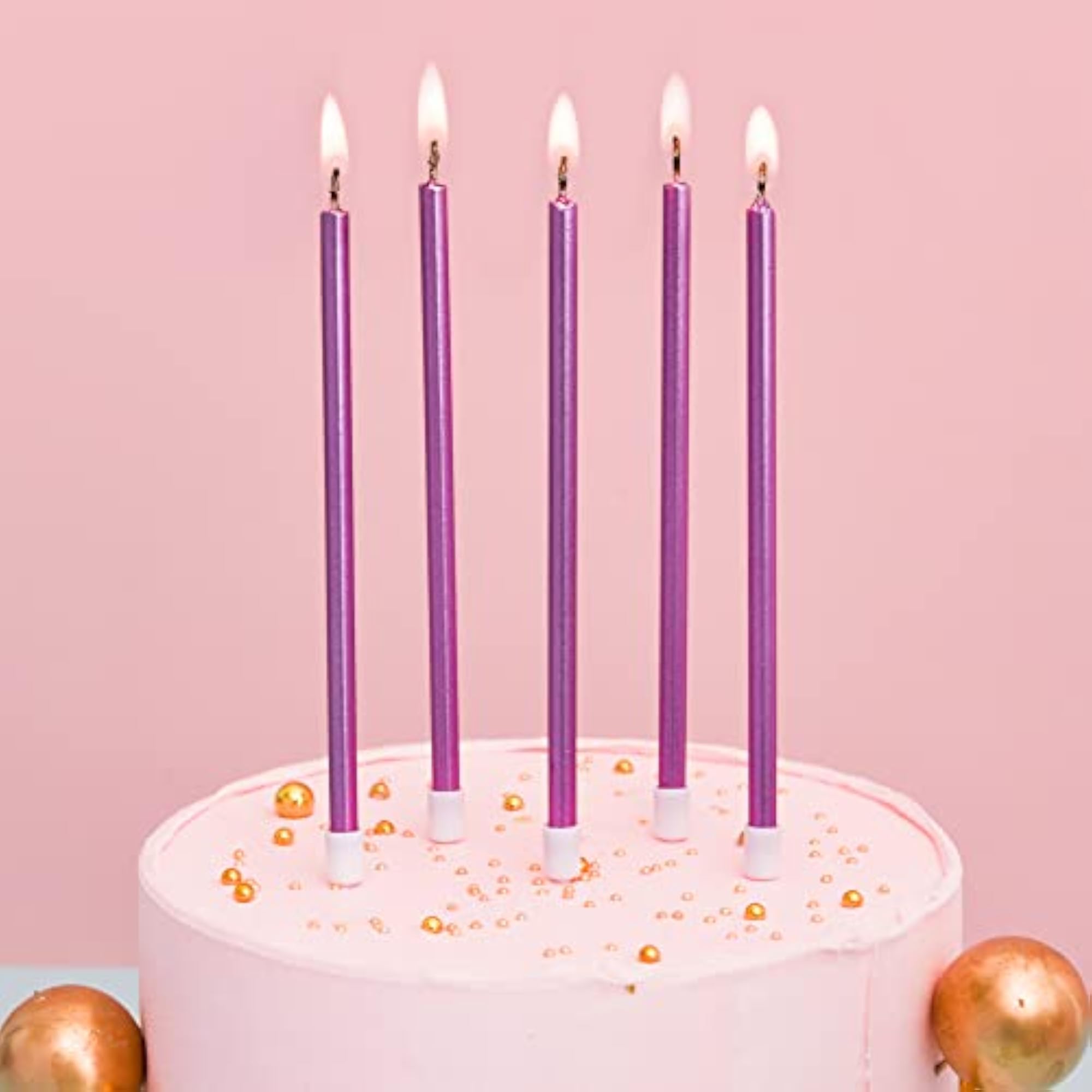 24-Count Metallic Birthday Candles, Party Essentials