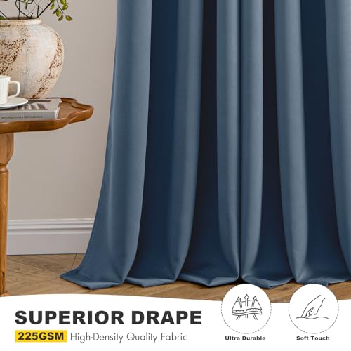 Image of MIULEE Blackout Curtains for Bedroom Living Room 2 Panels, Thermal Insulated Room Darkening Drapes Grommet Noise Reducing Light Blocking Window Treatments 45 Inches Long 34x45 Inch Stone Blue
