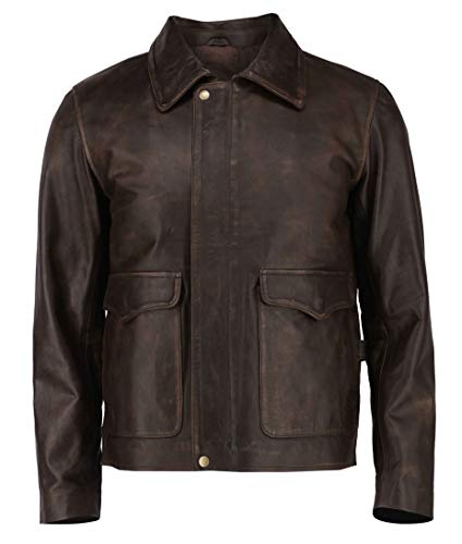 Superior Leather Garments Herren Jacke Braun Marron - Brown Distressed Large