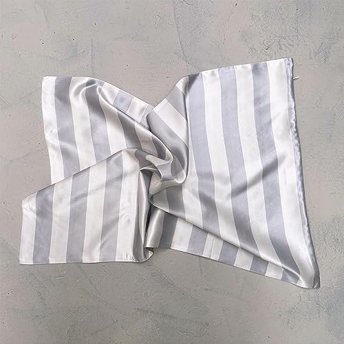 %100 Pure Mulberry Silk Satin Pillowcase, 22 mm Printed, Standard Size 75 x 50 cm. (Grey Stripe) - Image 3