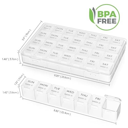 Image of Lifewit Monthly Pill Organizer Once a Day, 28 Day Pill Box, Clear, 28 Grids