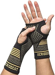Copper Wrist Compression Sleeves (1 Pair) for Carpal Tunnel and Pain Relief Treatment,Wrist Support for Arthritis, Tendonitis, Sprains, Workout.Breathable and Sweat-Absorbing for Women and Men (S)