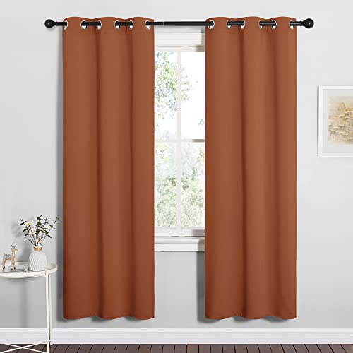 Image of NICETOWN Blackout Curtain Panels for Girls Room, Nursery Essential Thermal Insulated Solid Grommet Top Blackout Drapes (Burnt Orange, 1 Pair, 34 x 72 inches)