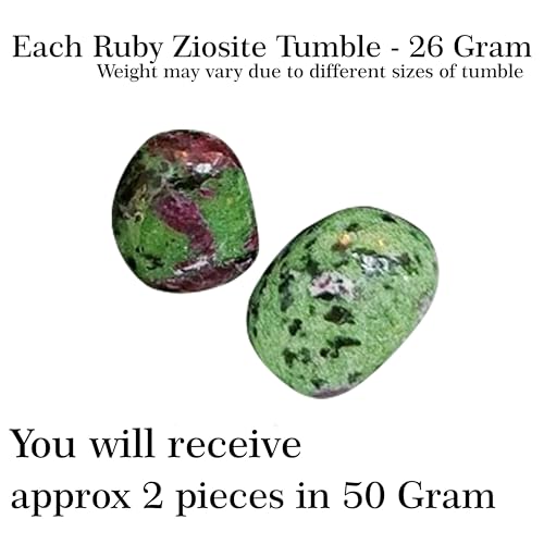 Image of Ruby-Ziosite Tumble Stone | 50 gm Tumbled Gemstones | Reiki Healing Stones | Home Decor Pebbles | Aquarium Gravel | Garden & Table Dcor