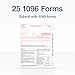 Adams 1096 Forms 2025, 1-Part Summary Transmittal Forms for 25 Recipients, Compatible with Inkjet & Laser Printers, 25 Sets per Pack, IRS Compliant (1017226)