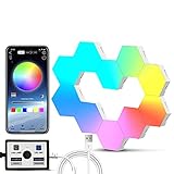 Hexagon Led Lights for Wall Led with APP Smart Control Hex Led Tiles and Music Sync RGB, Light Wall Panels for Gaming Room, Bedroom Decor, Lighting
