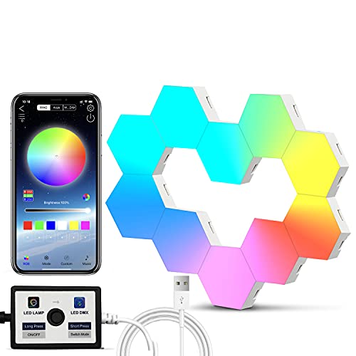 Hexagon Led Lights for Wall Led with APP Smart Control Hex Led Tiles and Music Sync RGB, Light Wall Panels for Gaming Room, Bedroom Decor, Lighting