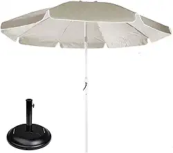 Kit Ombrelone Maresias 2,5m Alumínio Articulado Com Manivela Bege Base Redonda Preta 22Kg - Belfix