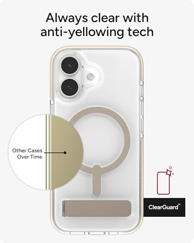 Image of ZAGG Santa Cruz Snap Case with Kickstand for iPhone 17 - Titanium, Drop Protection (13ft /4m), MagSafe Charging Compatible, ClearGuard Anti-Yellowing Technology, Scratch Resistant Phone Case