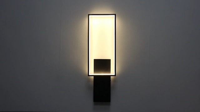 Image of DEYNITE Modern Black Metal LED Wall Sconce with Rectangle Aluminum Shade Neutral Light 4000K for Bedroom Corridor Stairs Bathroom Indoor Light